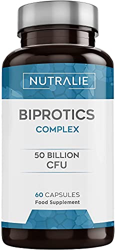 Probiótico Biprotics 50 mil millones de UFC por dosis | 10 cepas naturales | 60 cápsulas vegetales | Biprotics Complex | Nutralie